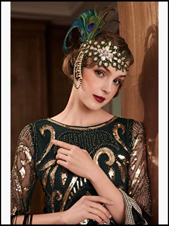 Vintage Flapper Headband with Feathers and Rhinestones - Retro Hair Accessory main image 3